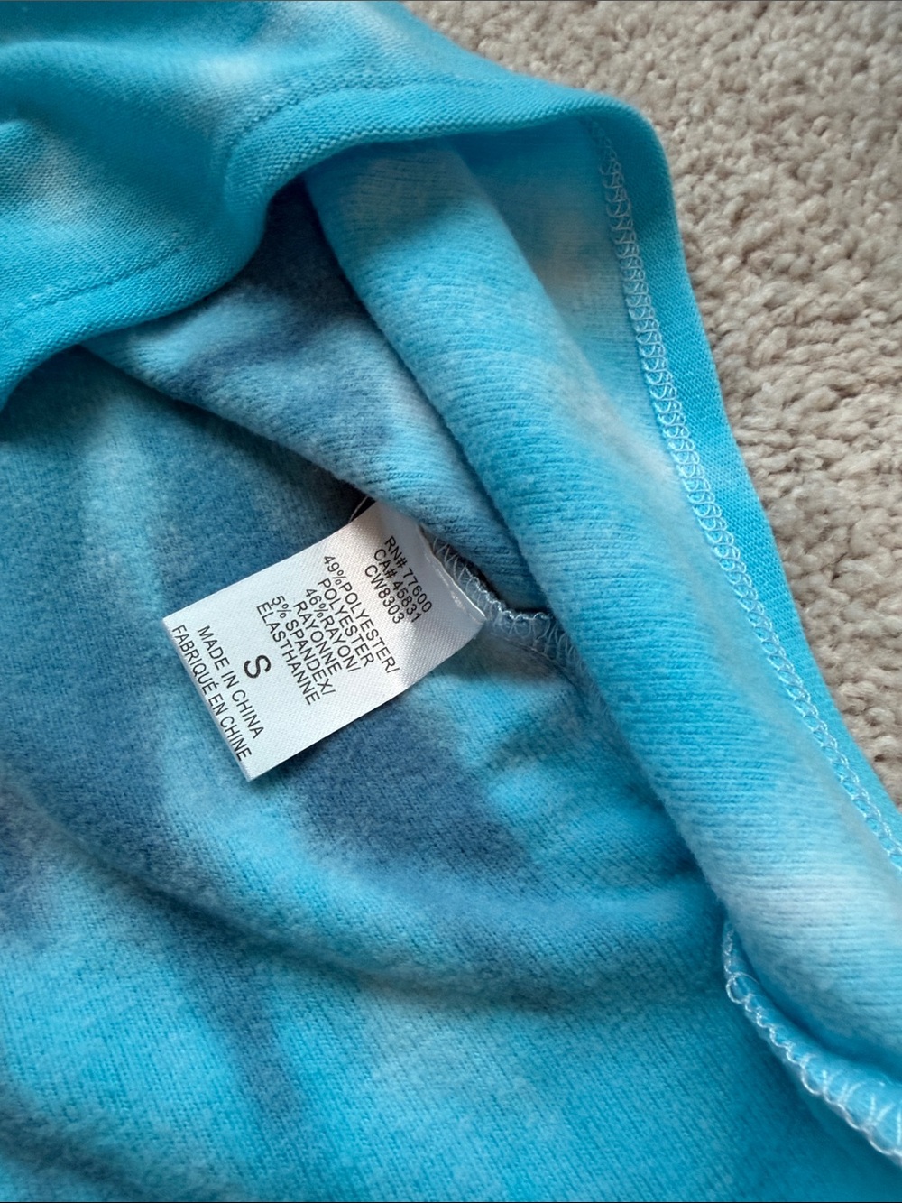 Chaser Women's Long Sleeve Tie-Dye crop sweatshirt in Blue, Yellow & Peach - Picture 5 of 5